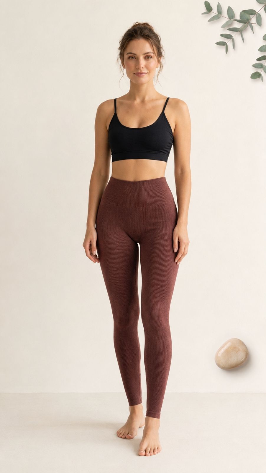 Legging fitness canelada Marrom em poliamida – TAM: P
